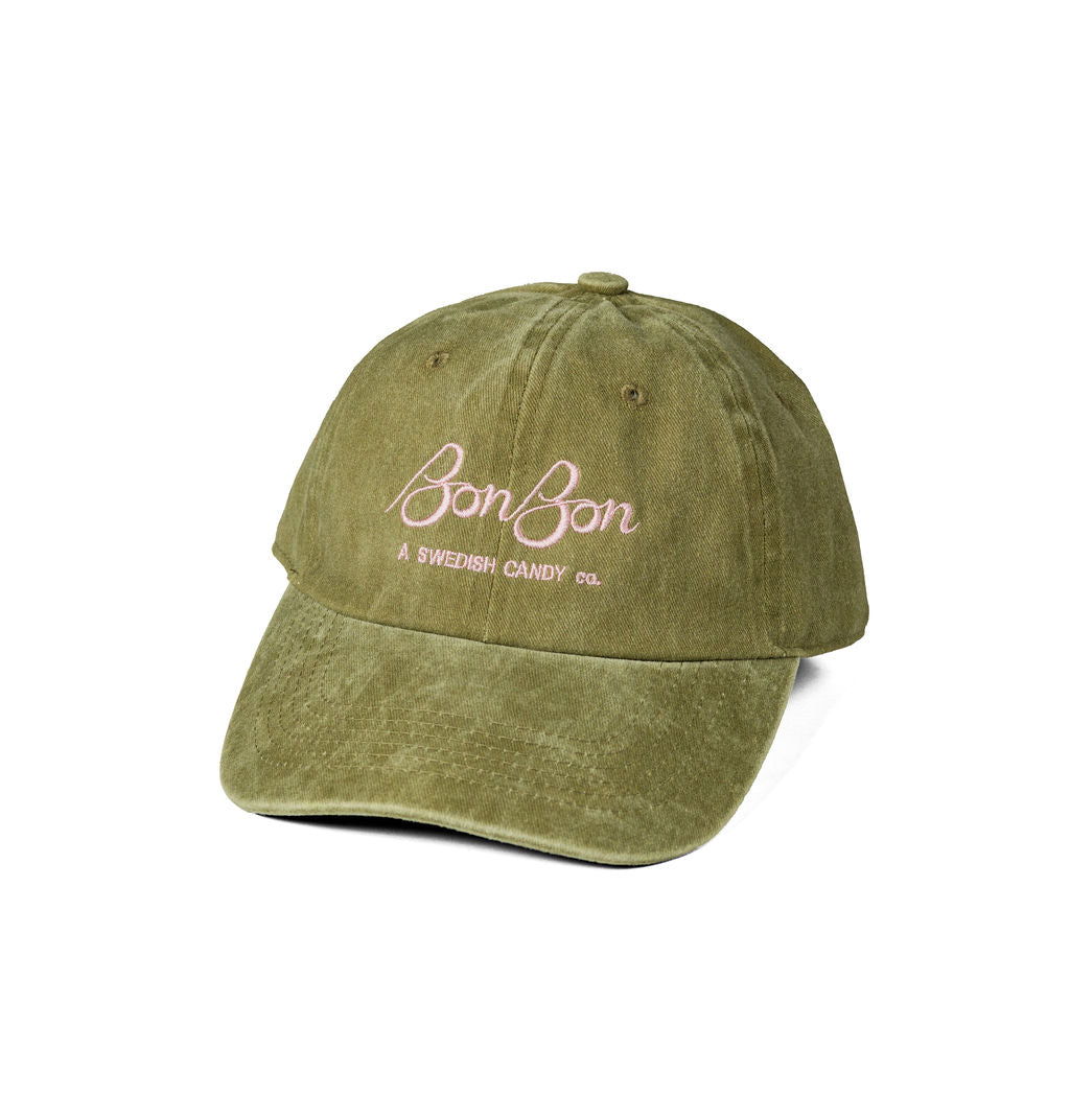 BonBon Dad Hat - Olive Denim and Pink