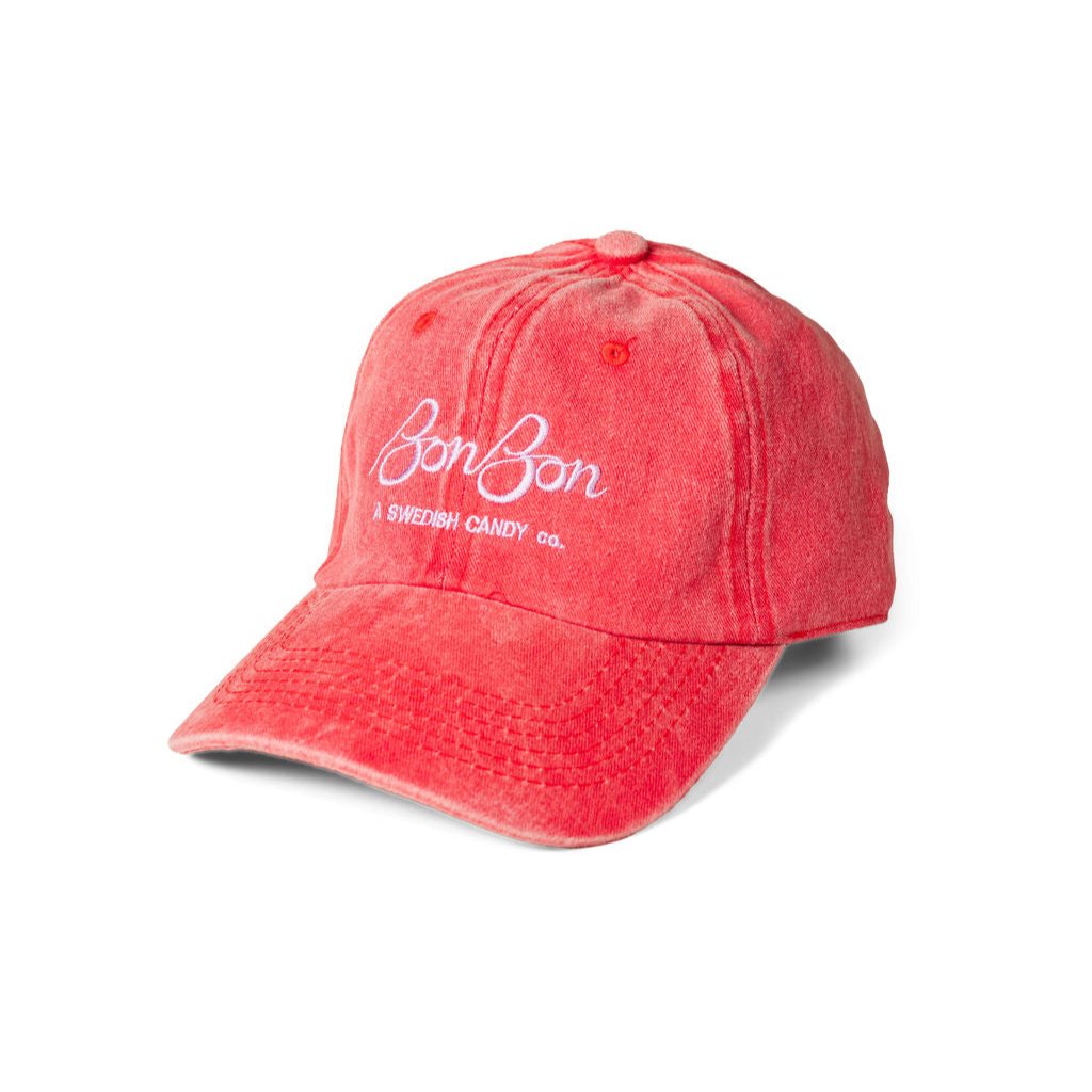 BonBon Dad Hat - Red Denim and Pink