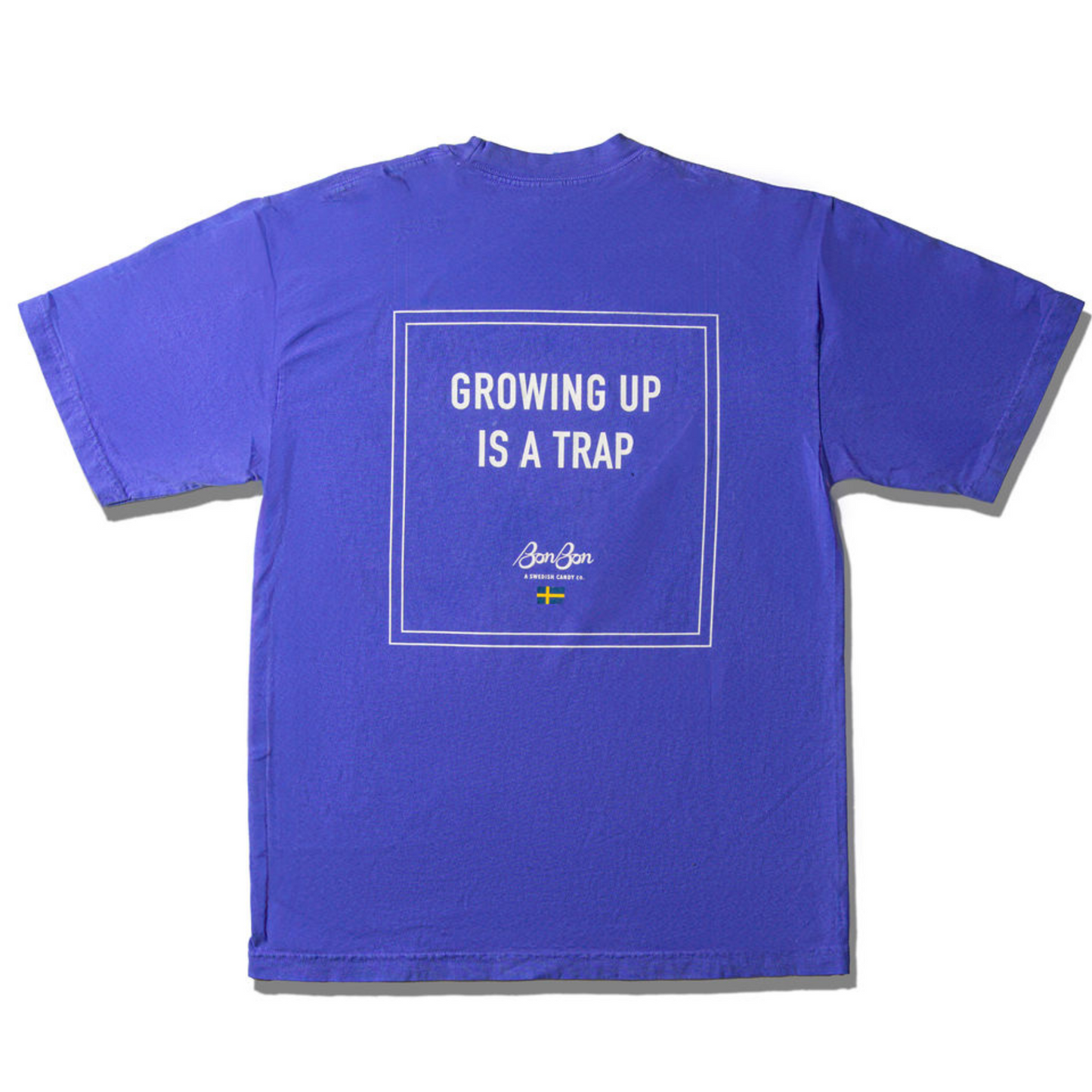 Growing Up Is a Trap Tee in Neon Purple