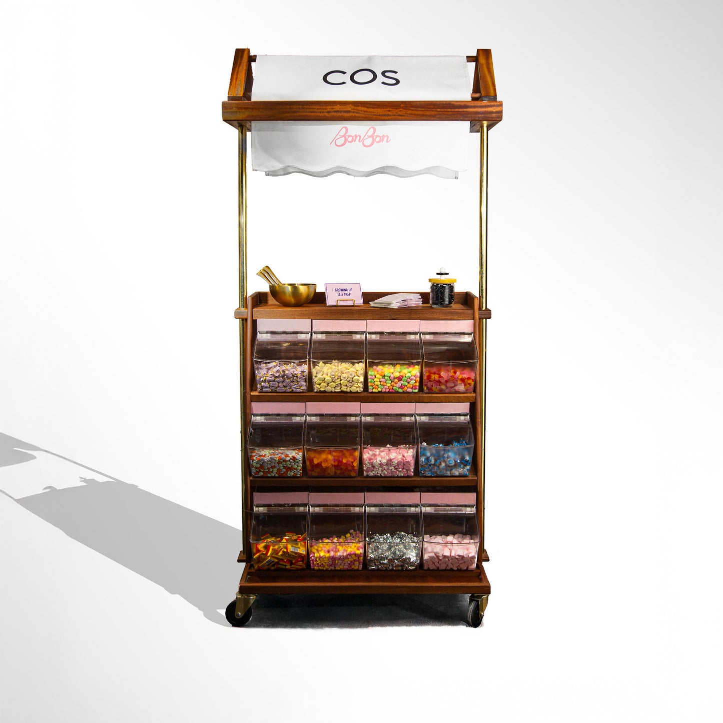 Candy cart with custom banner