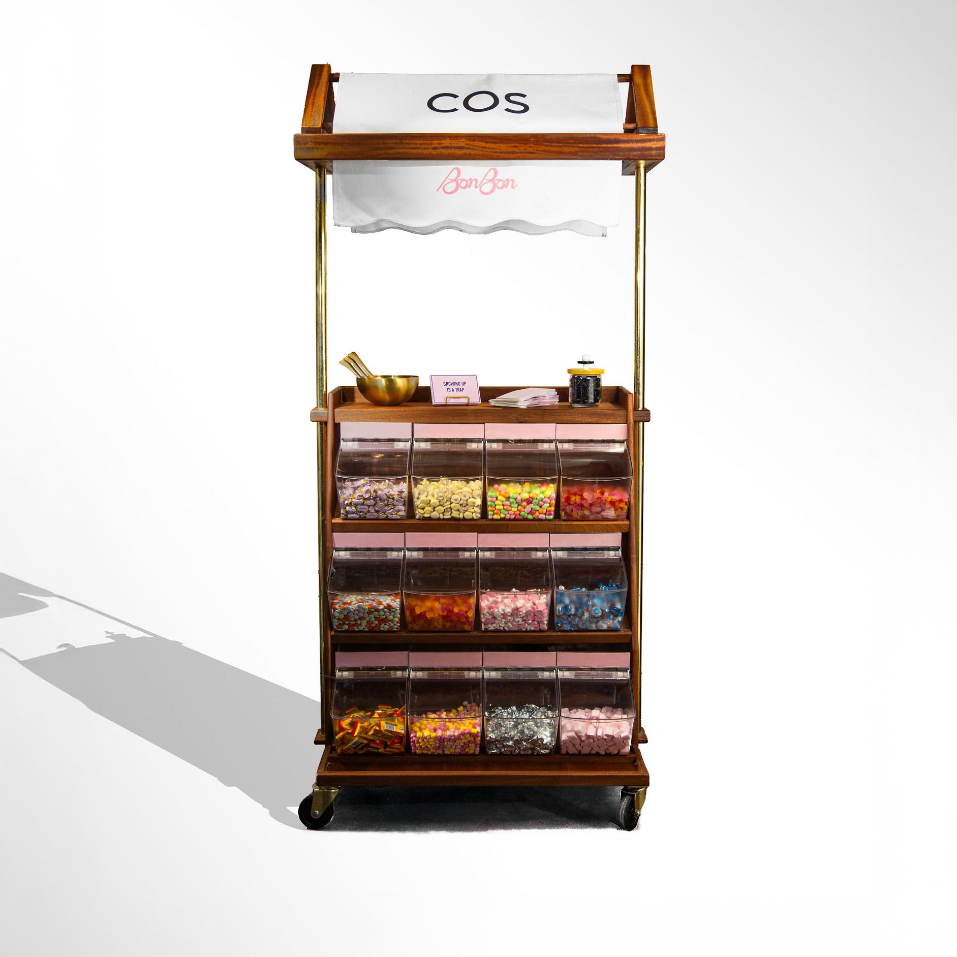 Candy cart with custom banner