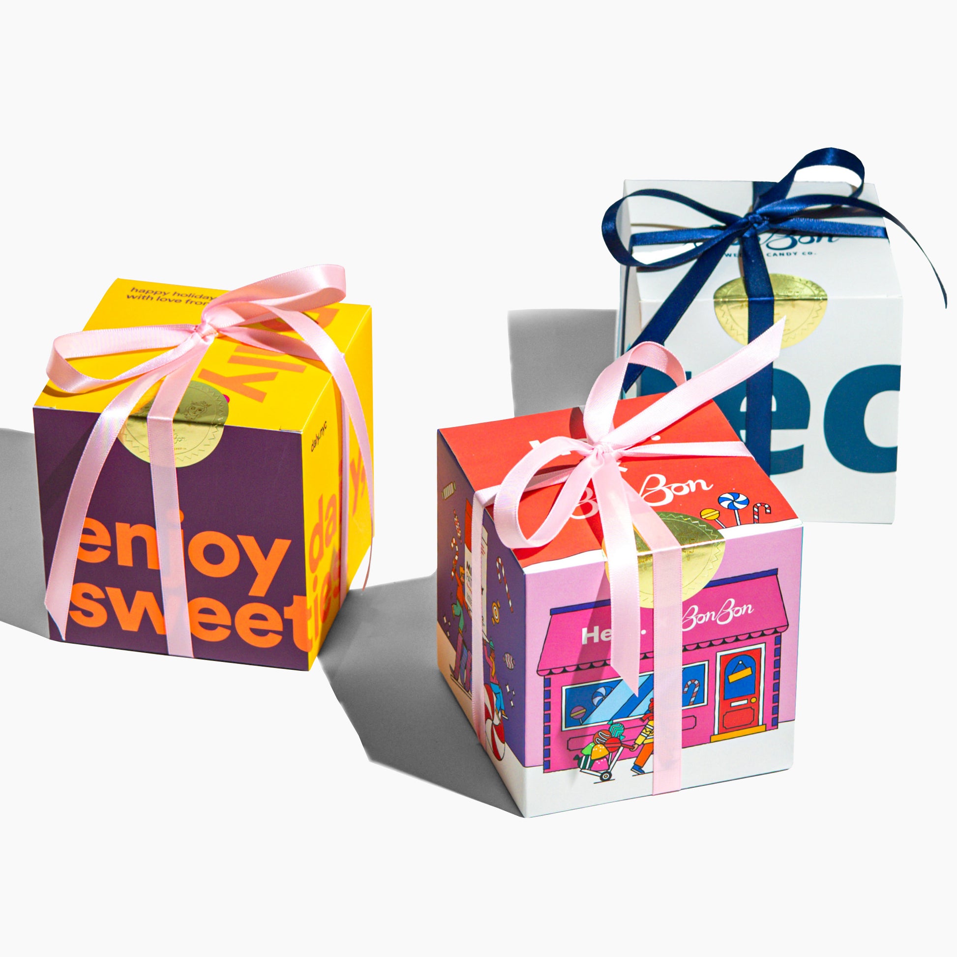 Custom designed boxes with BonBon gold seal